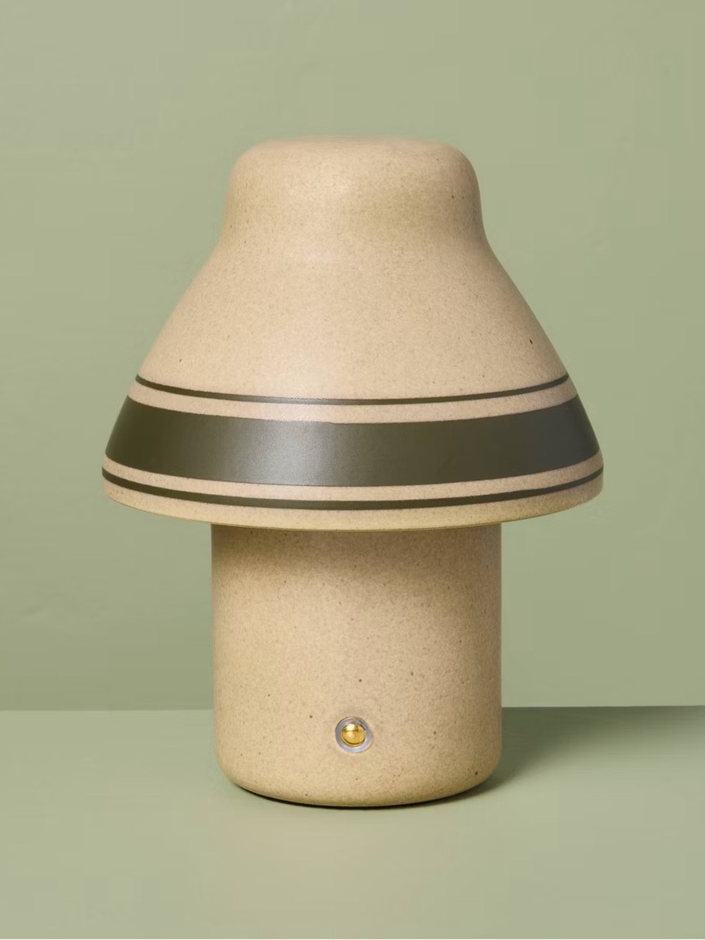 Mini Portable Ceramic Green Striped Table Lamp (Includes LED Light Bulb) - Heart
